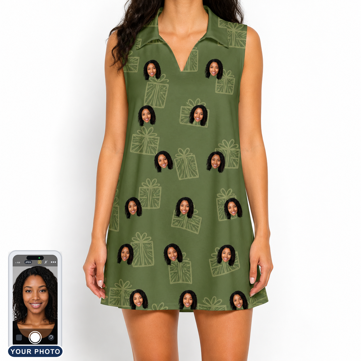 Women's Parcel Pizzazz Custom Face V-Neck Dress