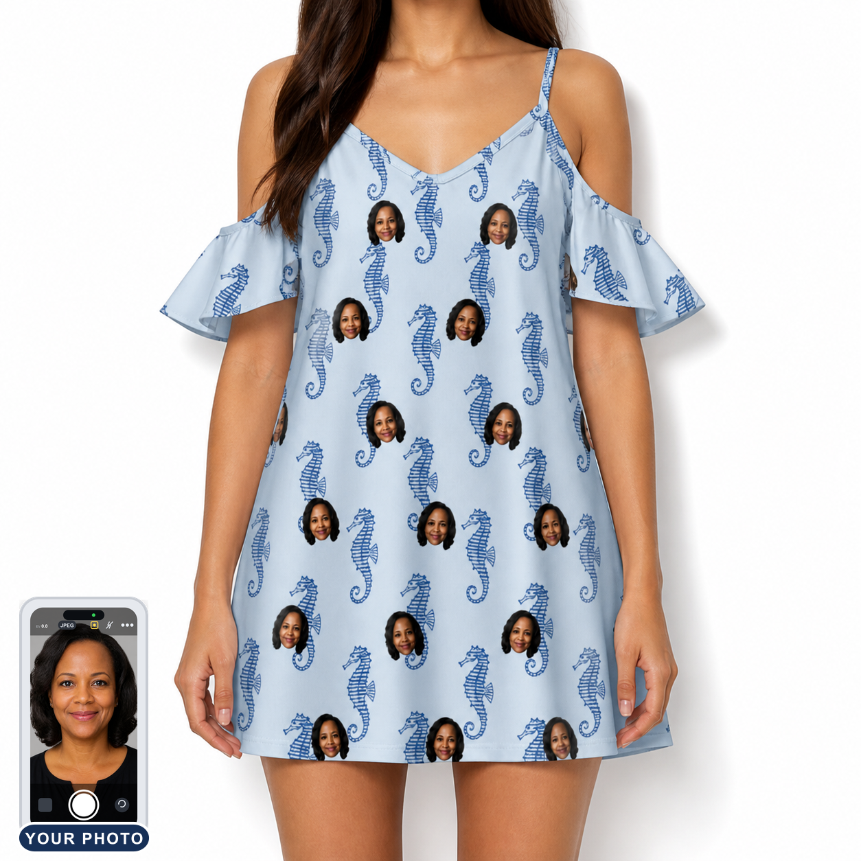 Women's Bridle Bubbles Custom Face Off-Shoulder Dress