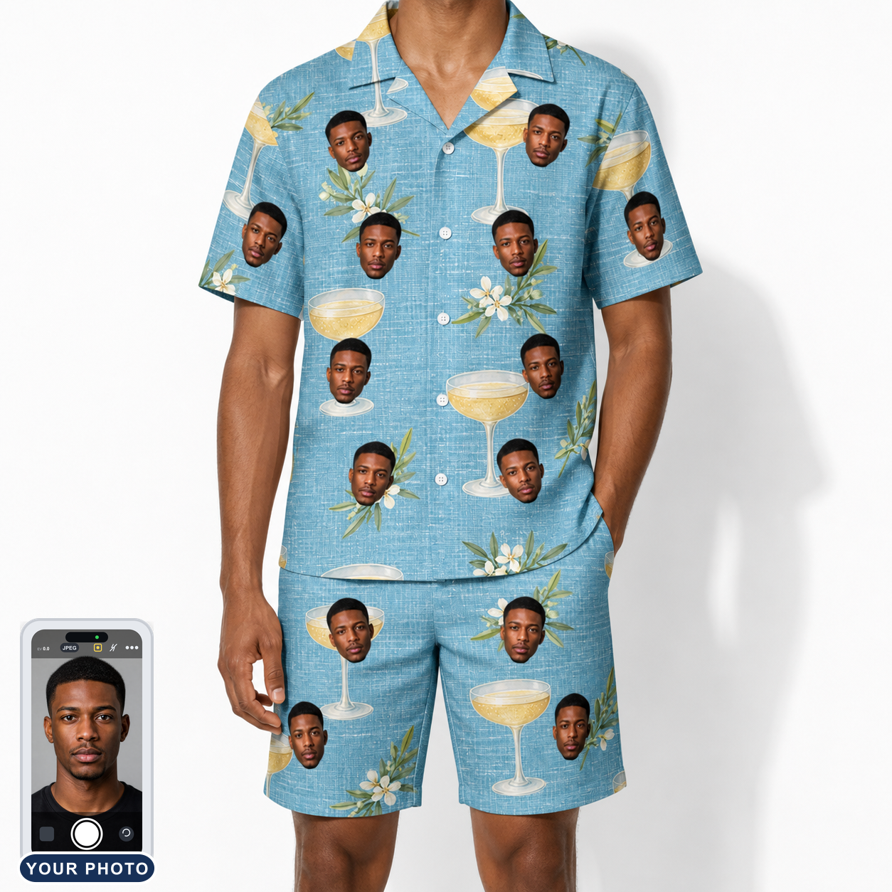 Men's Coupe Coup Custom Face Shirt & Shorts Set