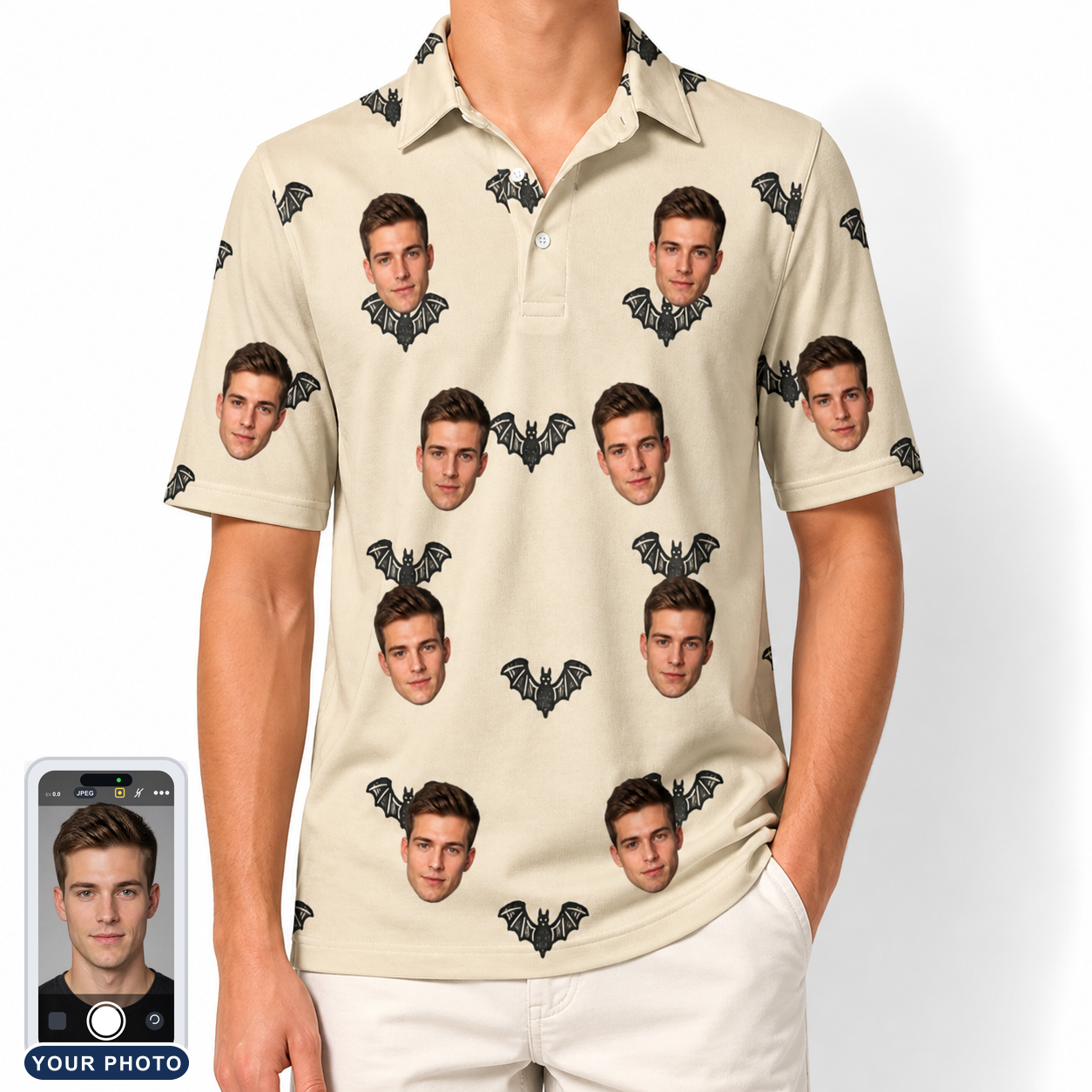 Men's Winged Whispers Custom Face Polo Shirt