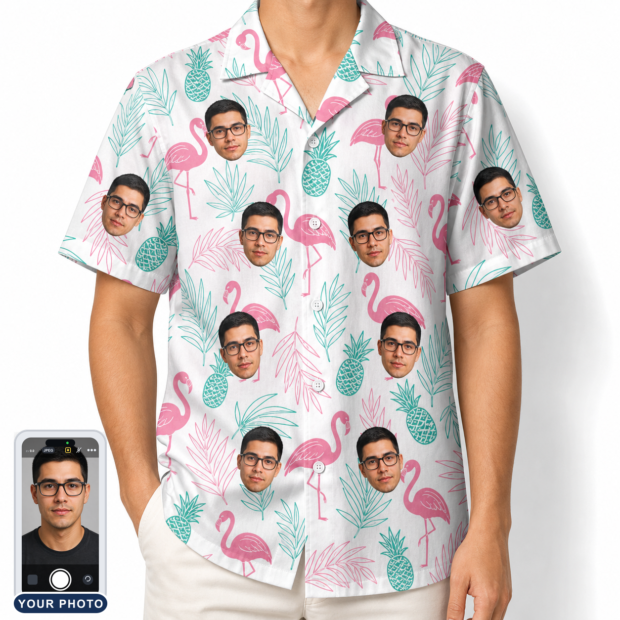 Men's Long-Legged Luau Custom Face Hawaiian Shirt
