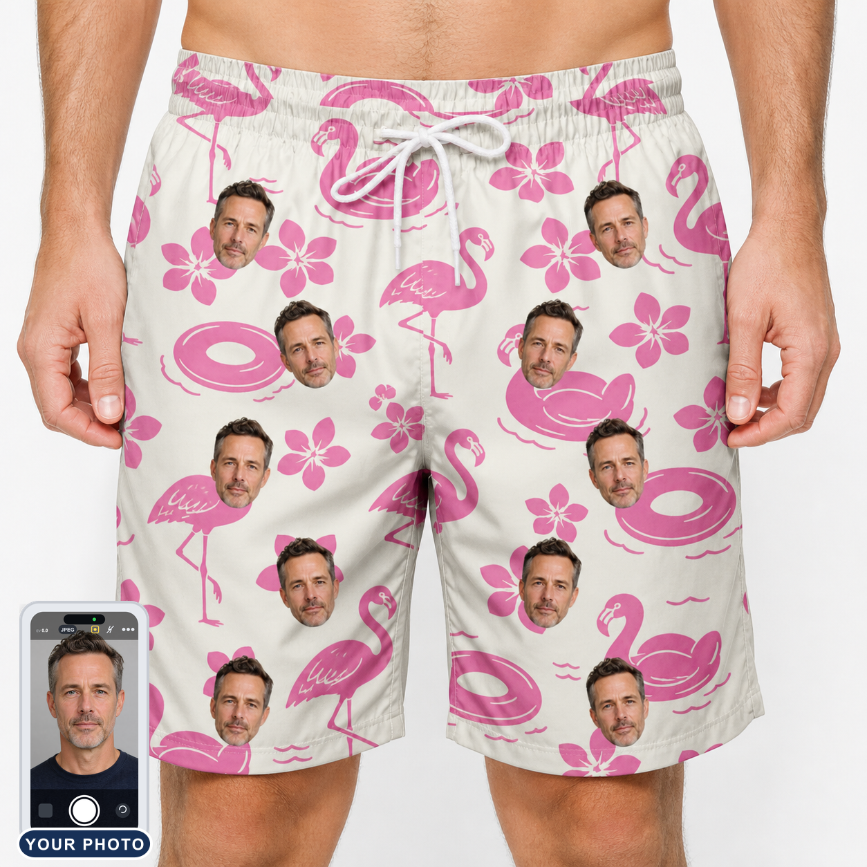 Men's Buoyant Botanica Custom Face Beach Shorts