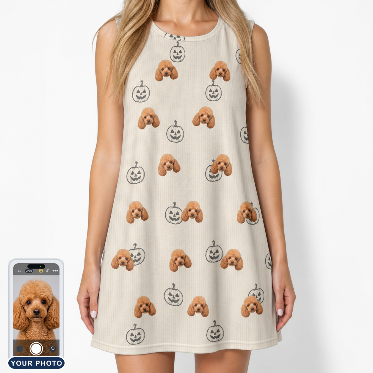 Women's Cucurbit Chuckles Custom Dog Face Tank Dress