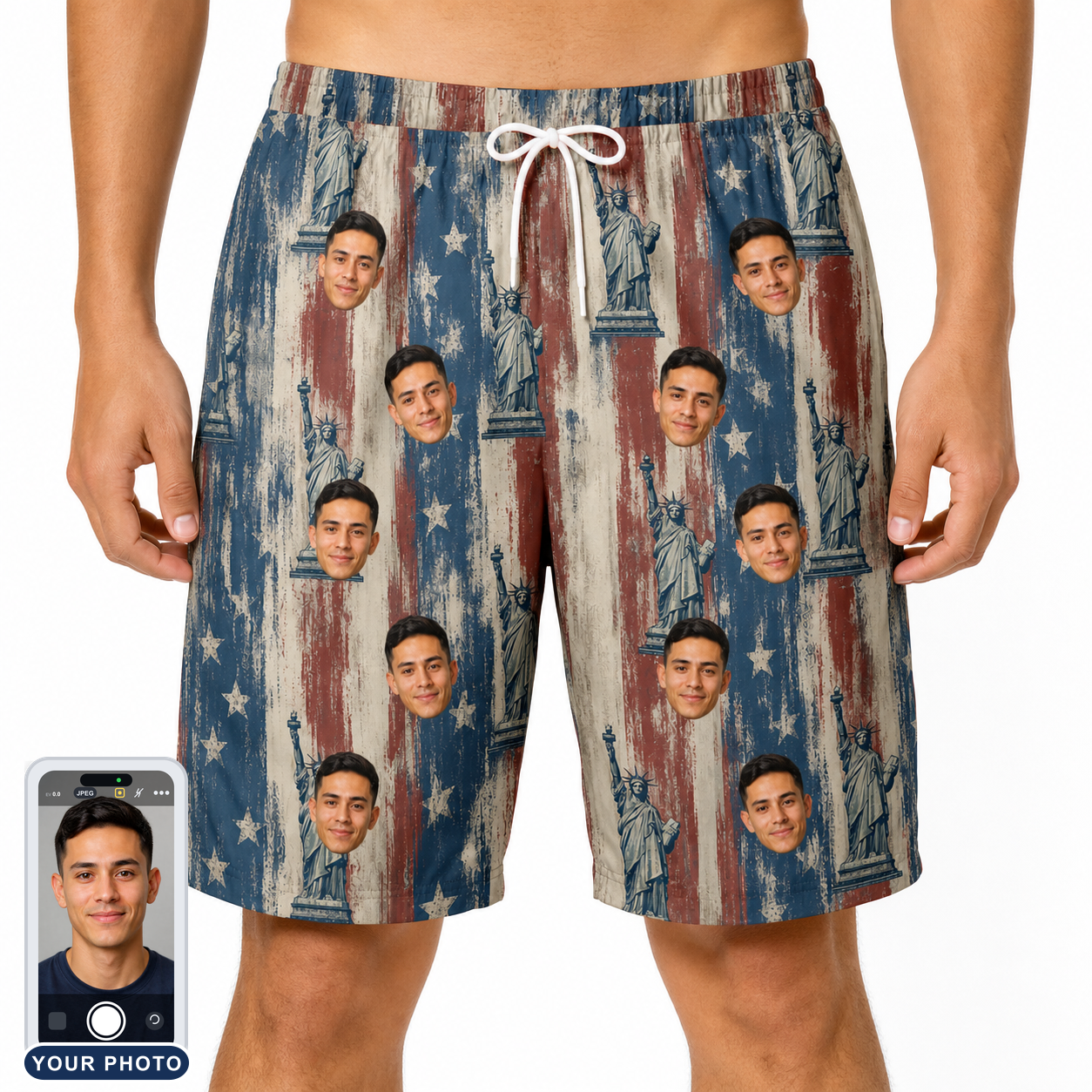 Men's Copper Colossus Custom Face Beach Shorts