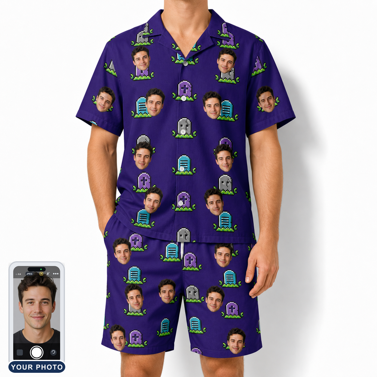 Men's Mirth Markers Custom Face Shirt & Shorts Set