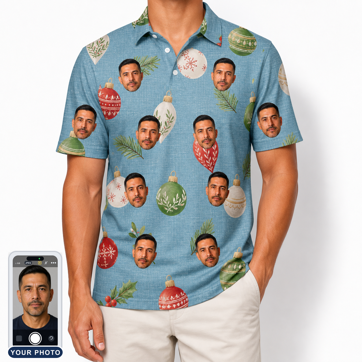 Men's Glimmer Globes Custom Face Polo Shirt