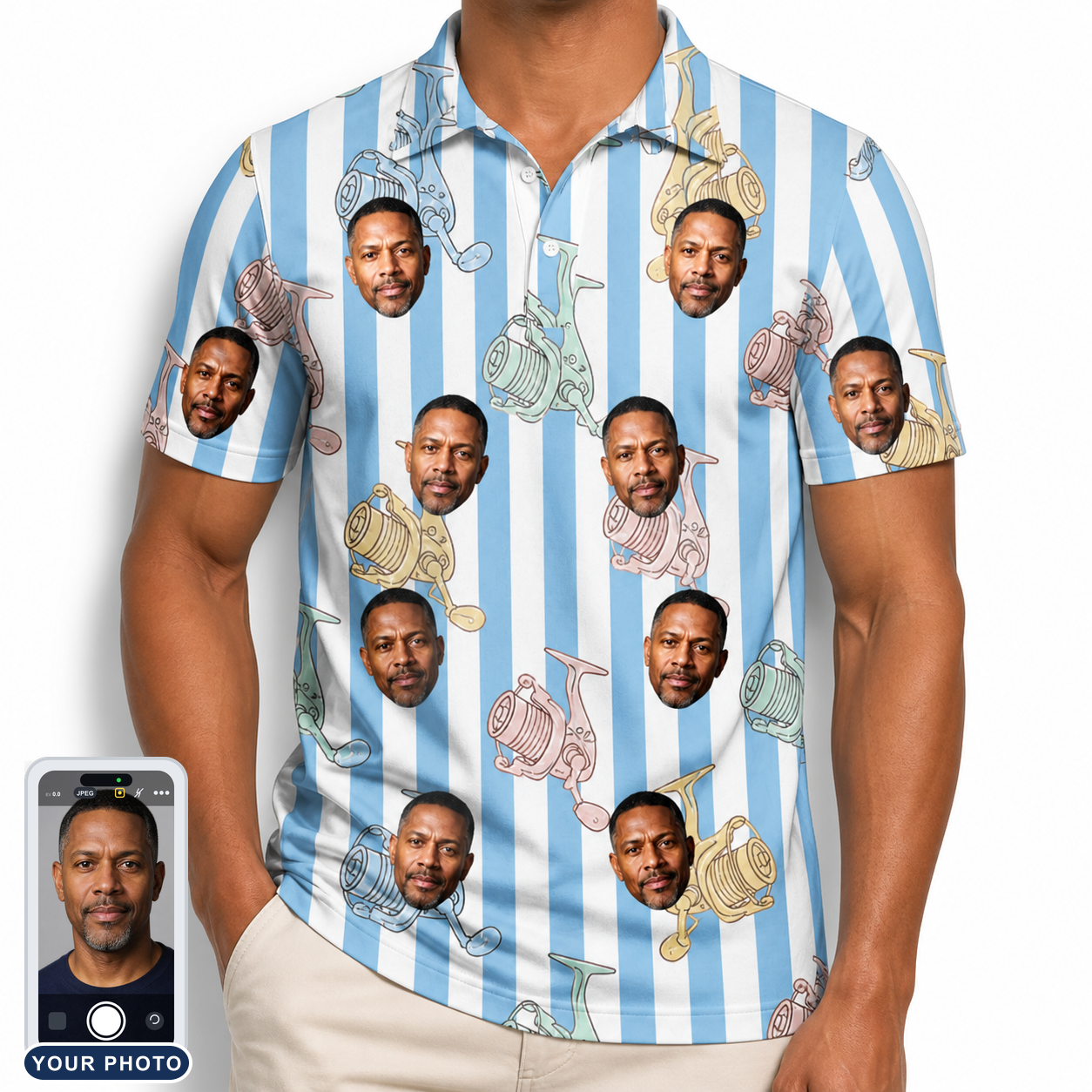 Men's Spinner Spritz Custom Face Polo Shirt