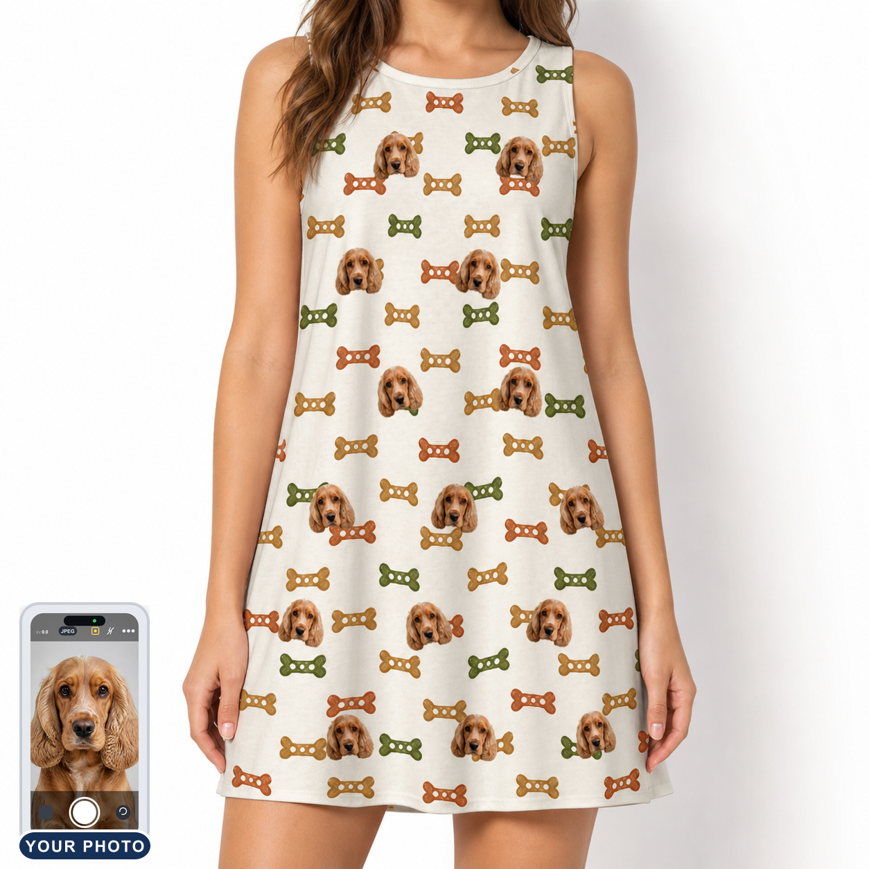 Women's Snout Sweets Custom Dog Face Tank Dress