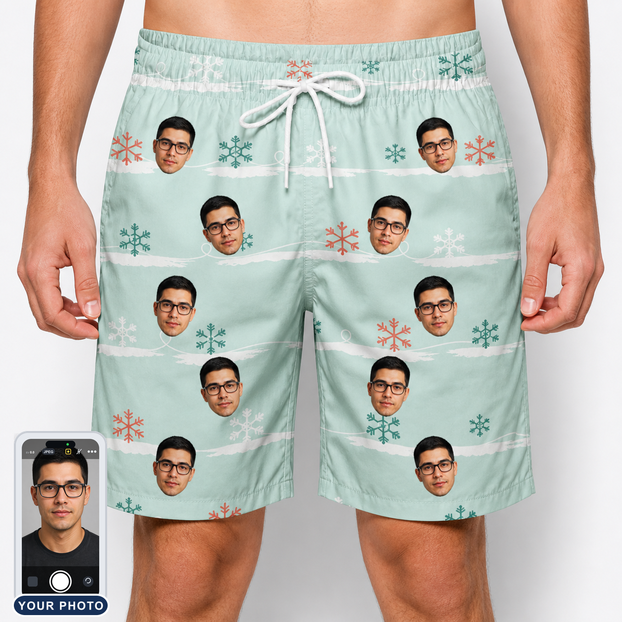 Men's Flake Frenzy Custom Face Beach Shorts