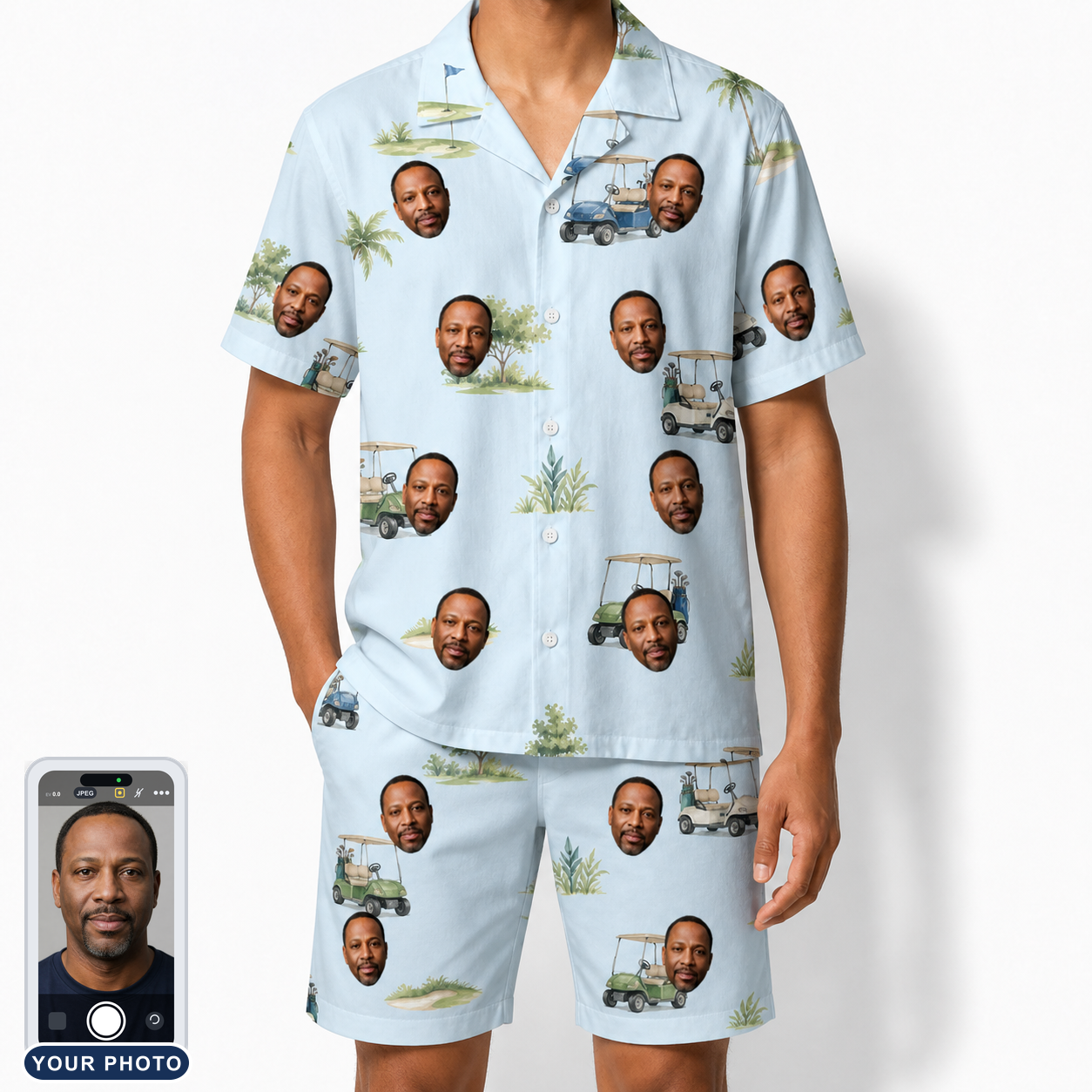 Men's Driver Drifters Custom Face Shirt & Shorts Set