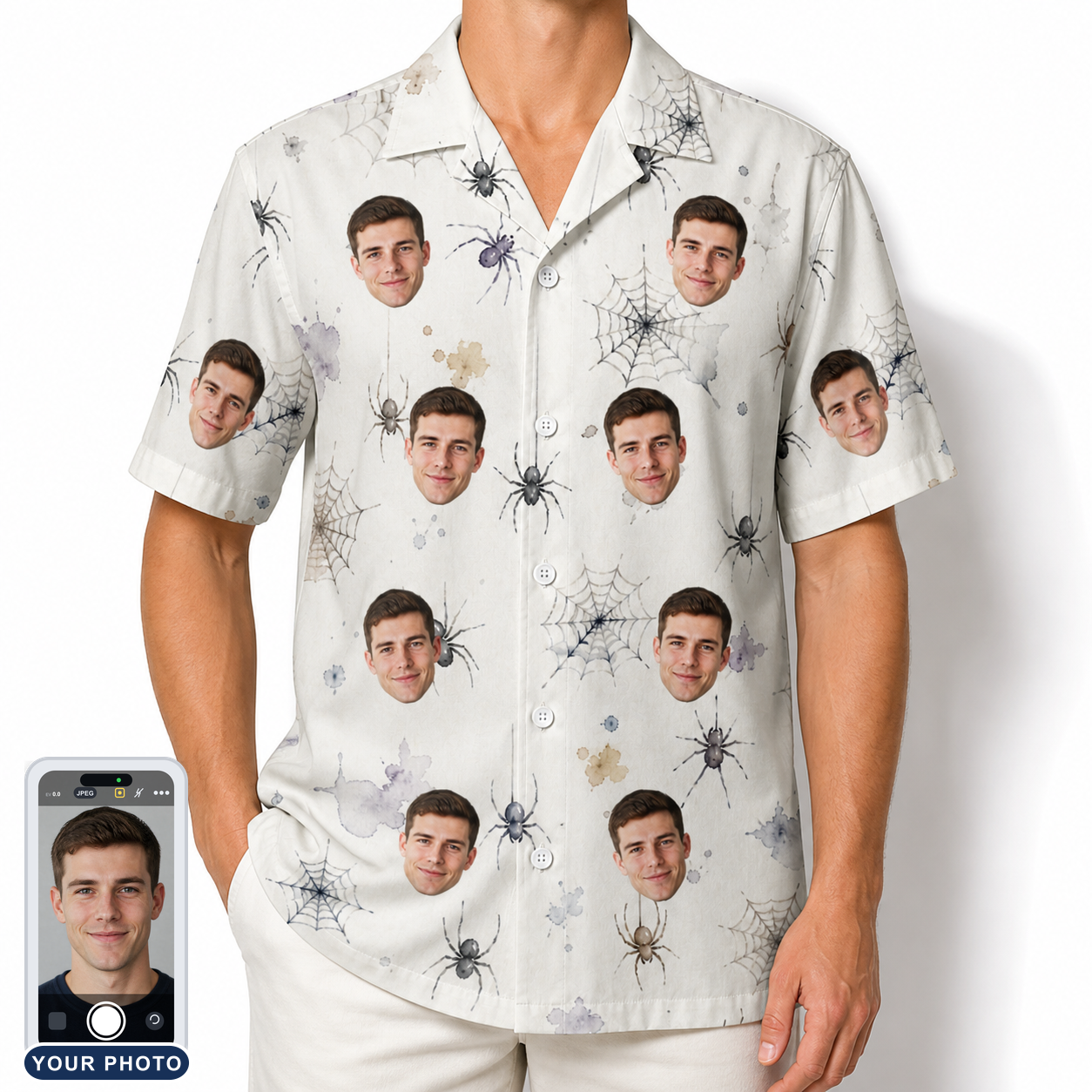 Men's Eight-Legged Elegance Custom Face Hawaiian Shirt