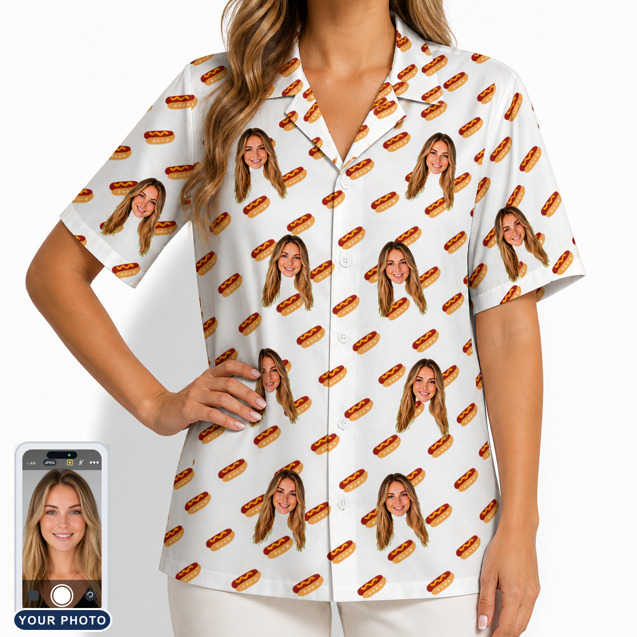 Women's Frank Feast Custom Face Hawaiian Shirt