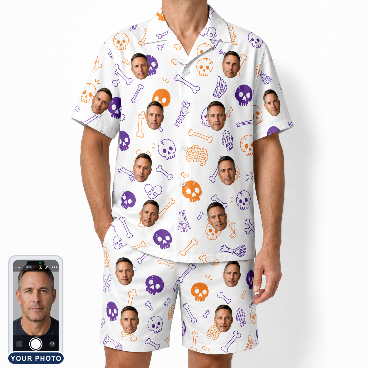 Men's Humerus Humor Custom Face Shirt & Shorts Set