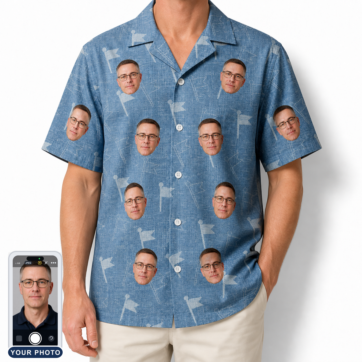 Men's Bunker Badges Custom Face Hawaiian Shirt