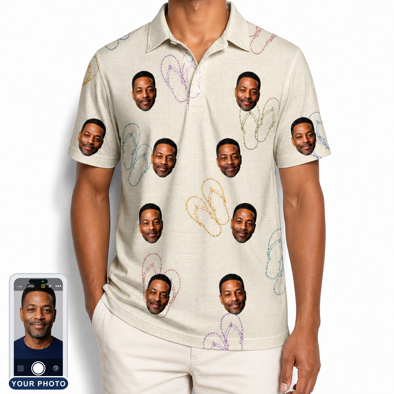 Men's Kin Kicks Custom Face Polo Shirt