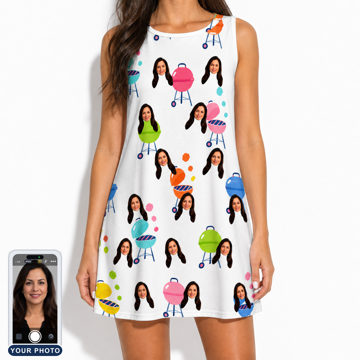 Women's Cousin Cookout Custom Face Tank Dress