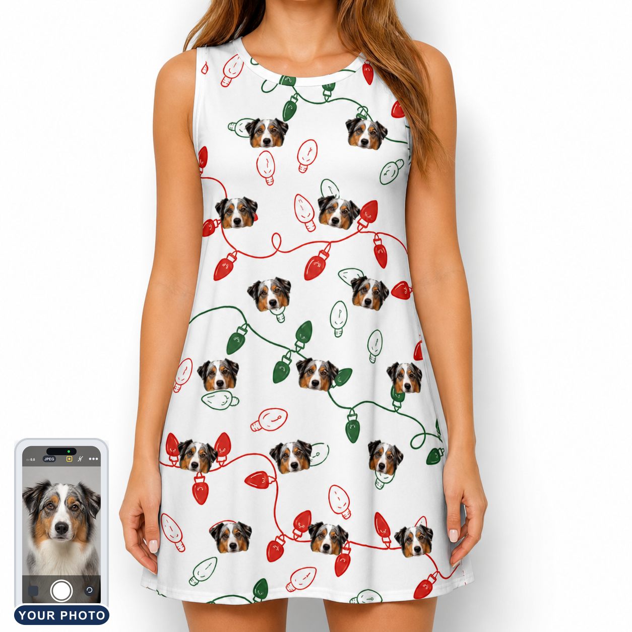 Women's Merry Circuits Custom Dog Face Tank Dress
