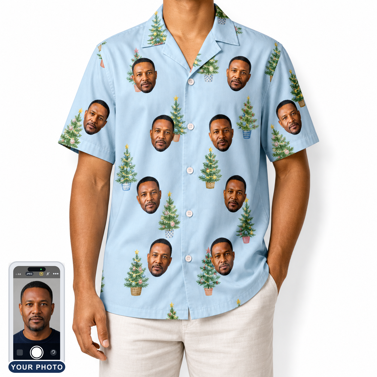Men's Spruce Spectacle Custom Face Hawaiian Shirt