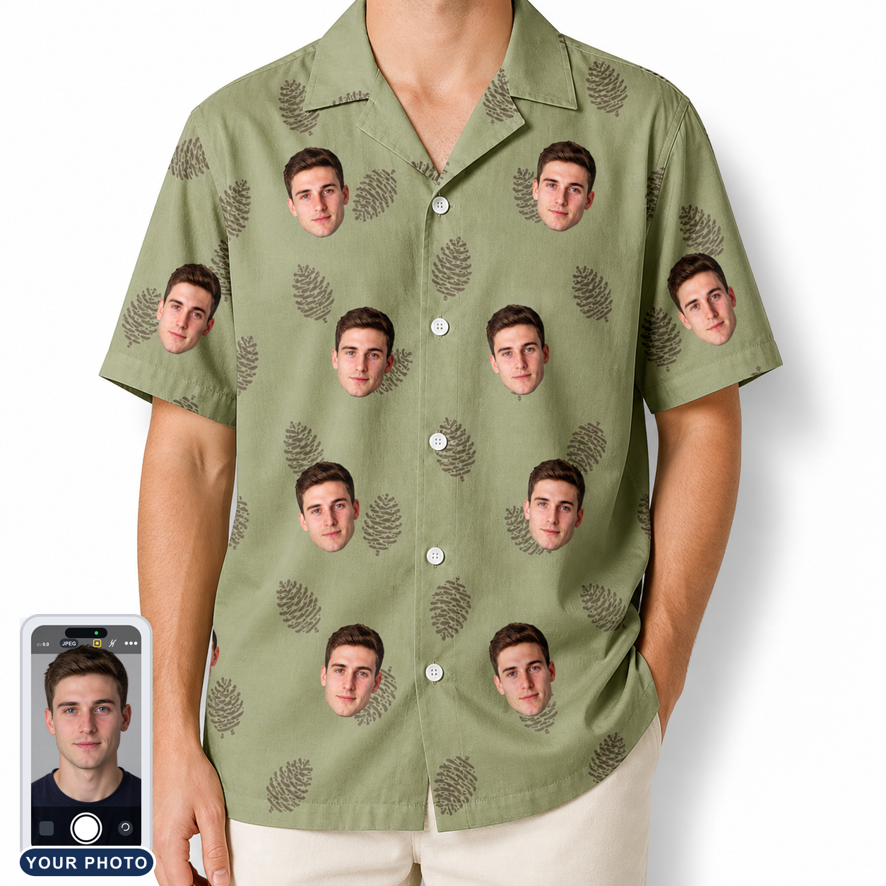 Men's Cone Carolers Custom Face Hawaiian Shirt