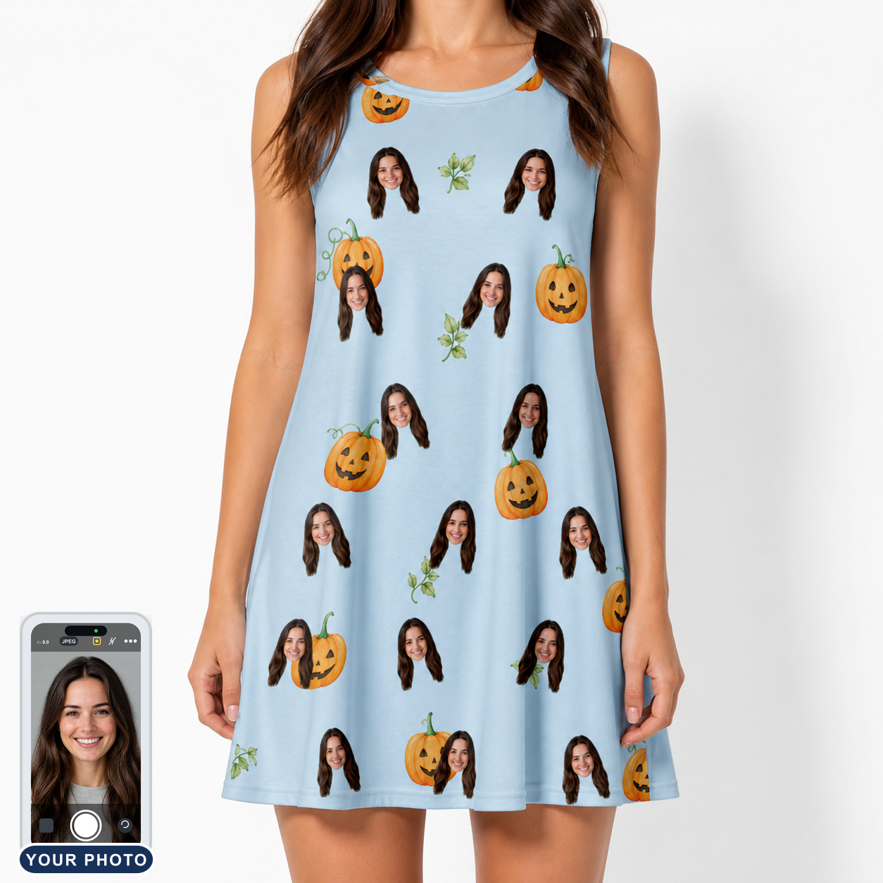 Women's Toothy Torchlight Custom Face Tank Dress