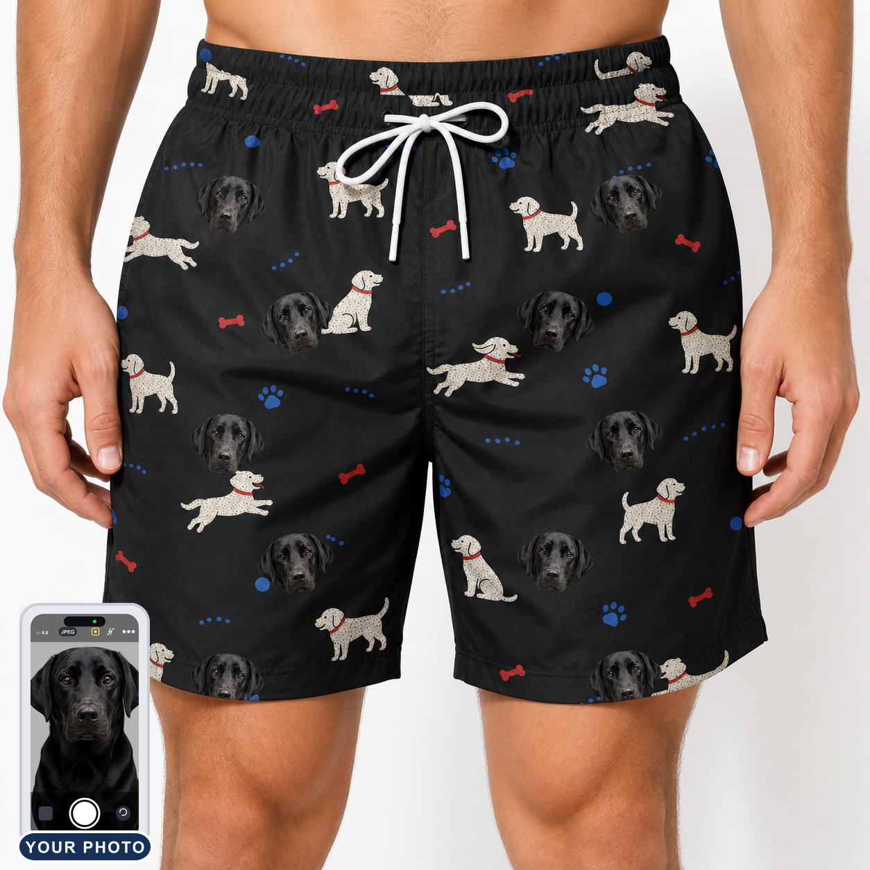 Men's Doggo Dandies Custom Dog Face Beach Shorts
