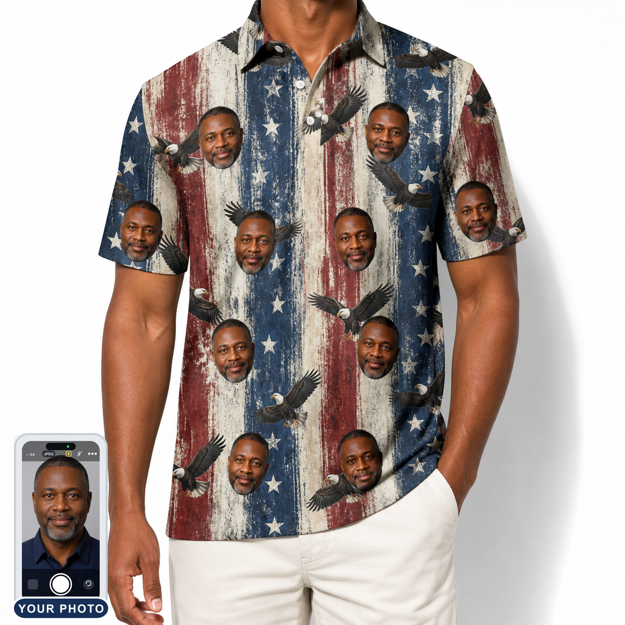Men's Eagle Euphoria Custom Face Polo Shirt