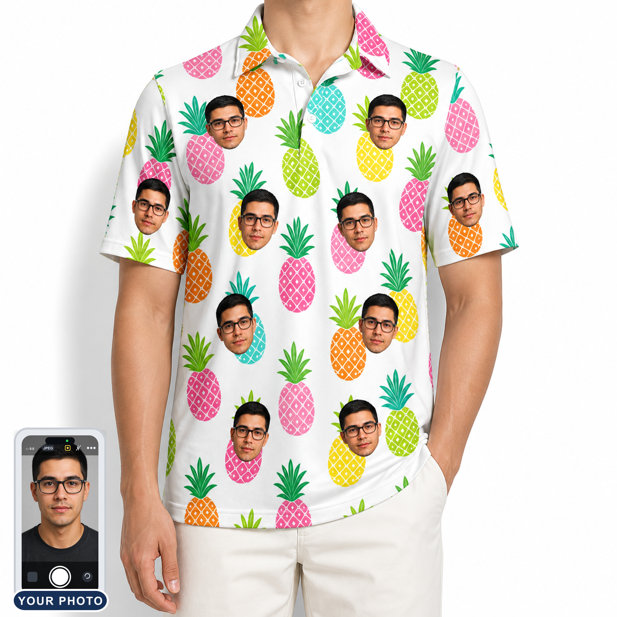 Men's Poolside Pips Custom Face Polo Shirt