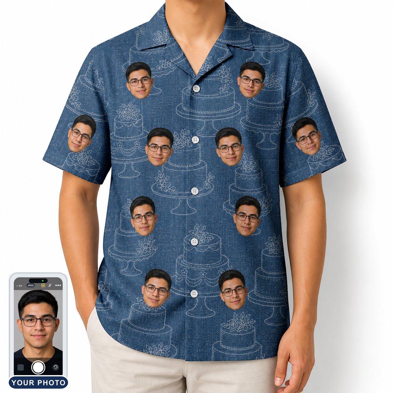 Men's Bridal Batter Custom Face Hawaiian Shirt
