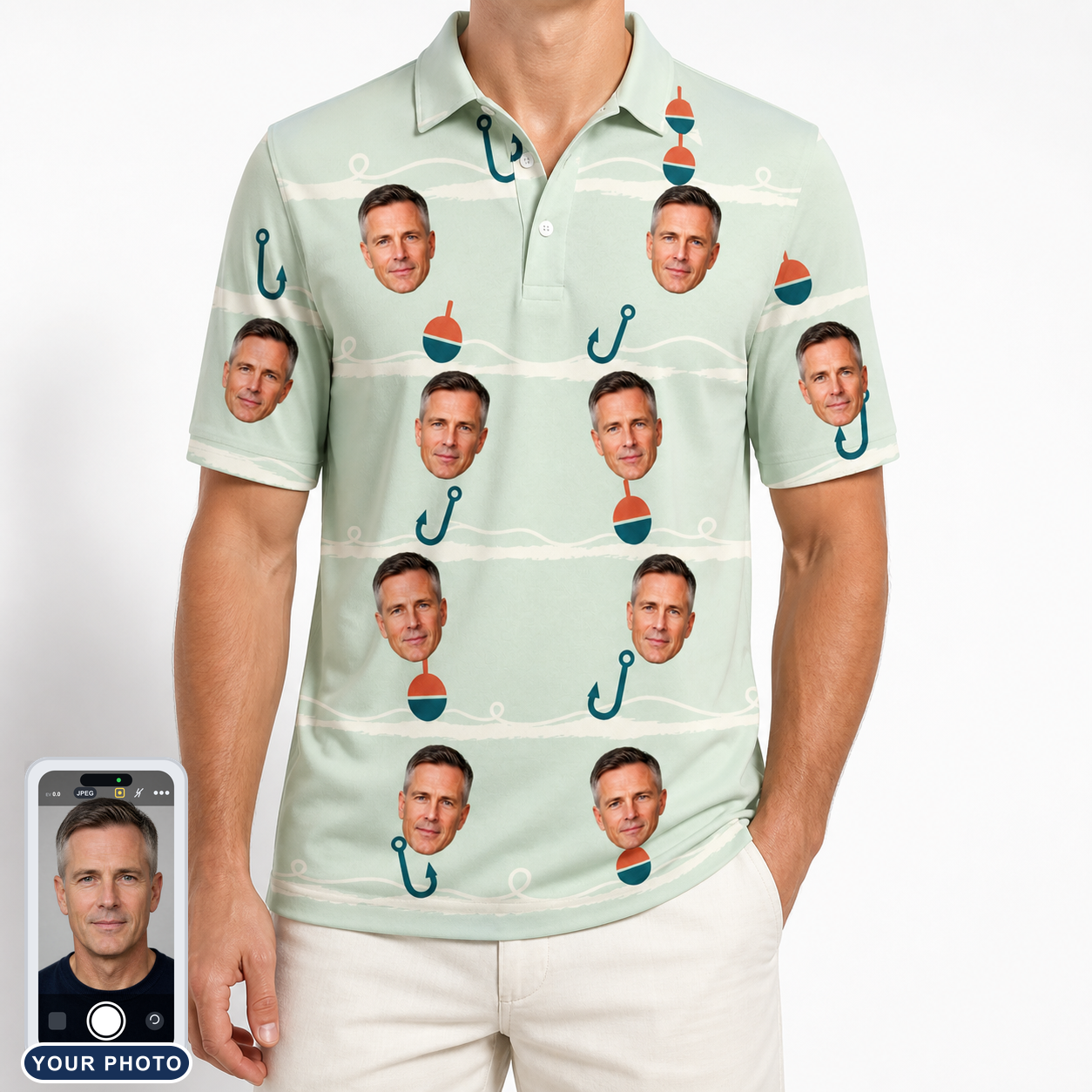 Men's Angler Angles Custom Face Polo Shirt