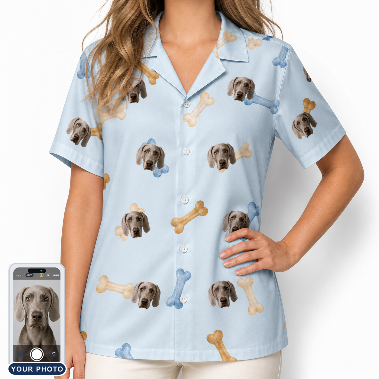 Women's Molar Morsels Custom Dog Face Hawaiian Shirt