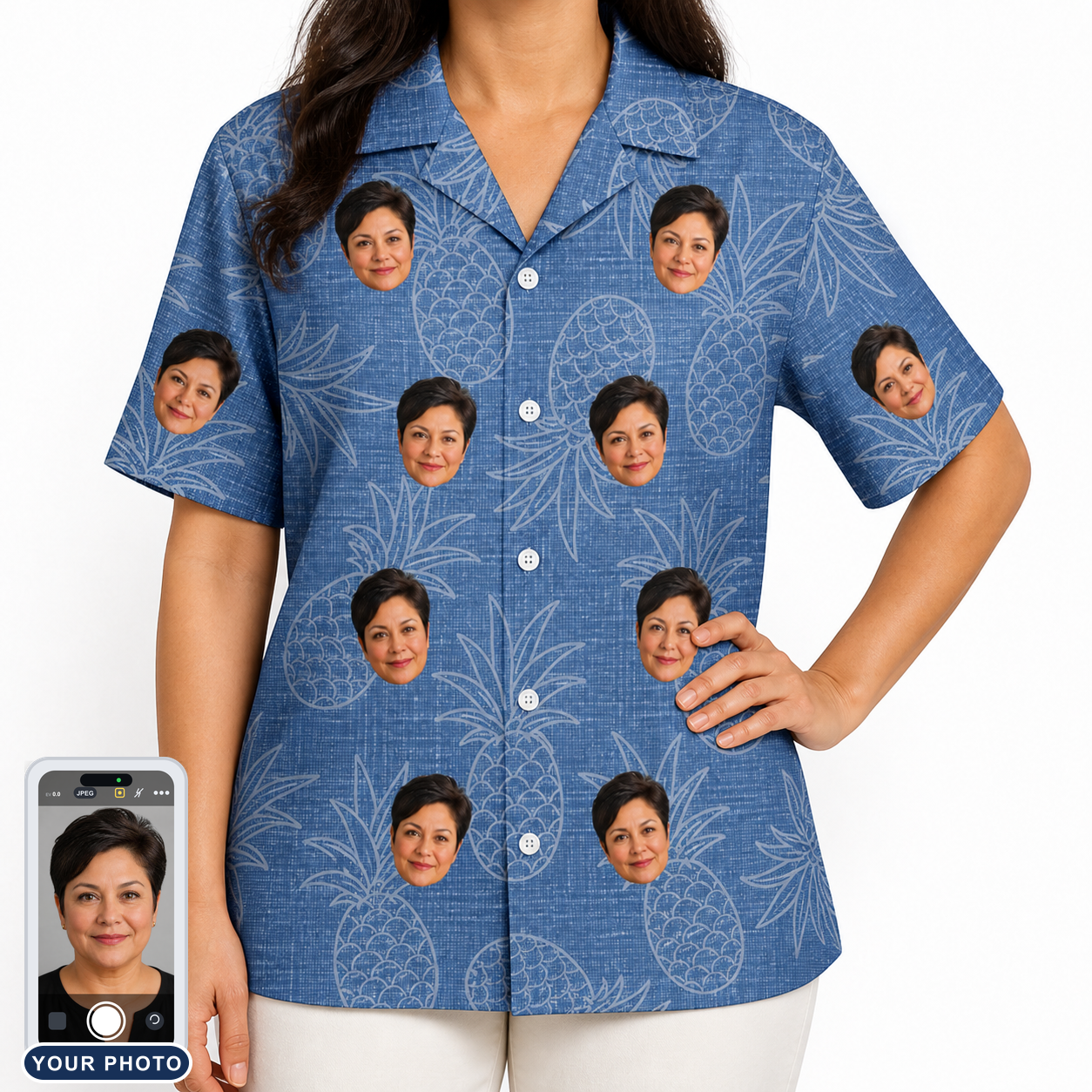 Women's Golden Gush Custom Face Hawaiian Shirt