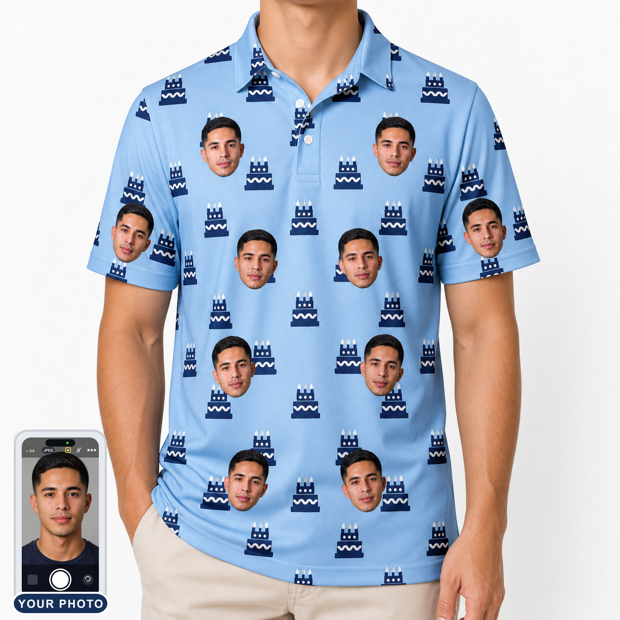 Men's Ganache Guffaws Custom Face Polo Shirt