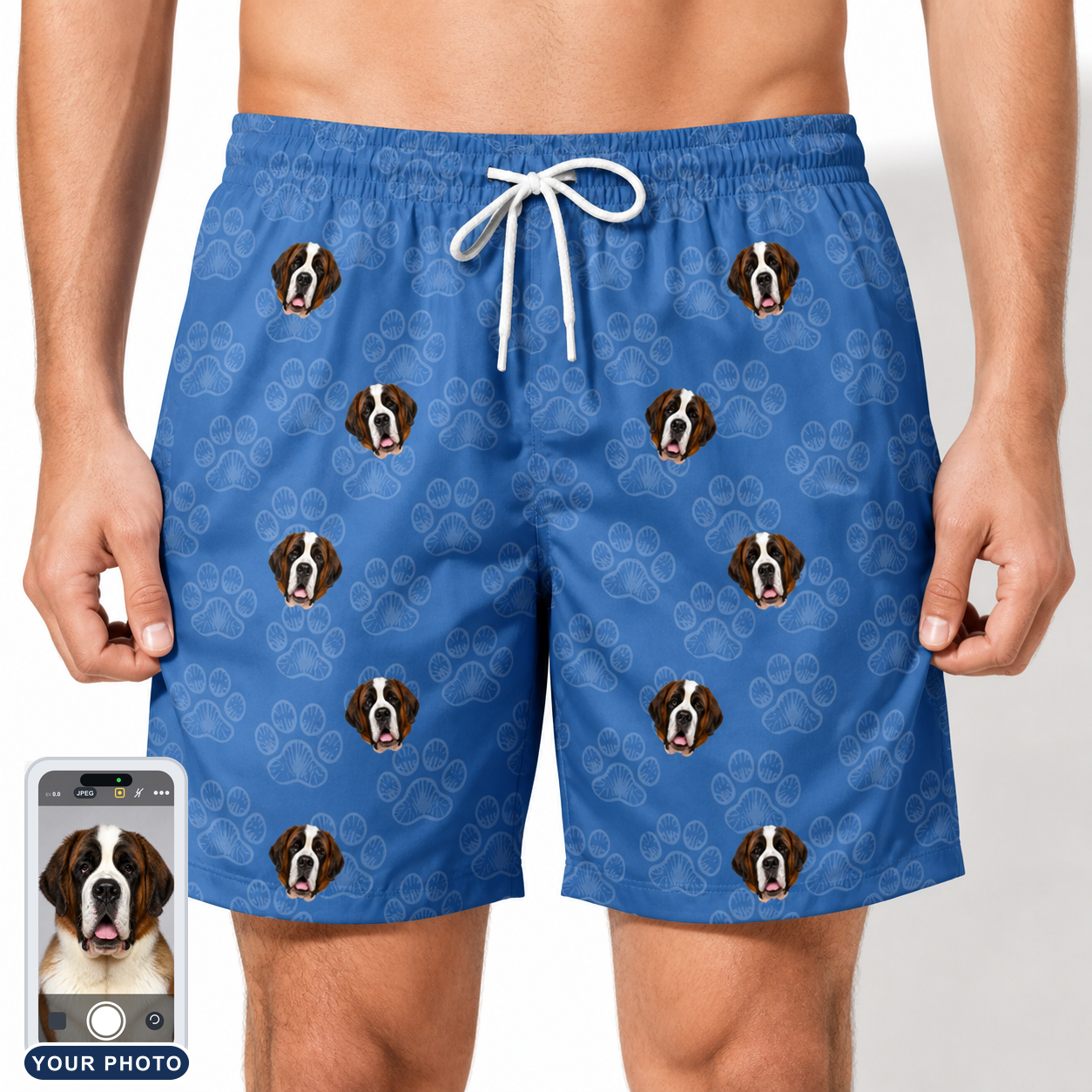 Men's Kibble Cartography Custom Dog Face Beach Shorts