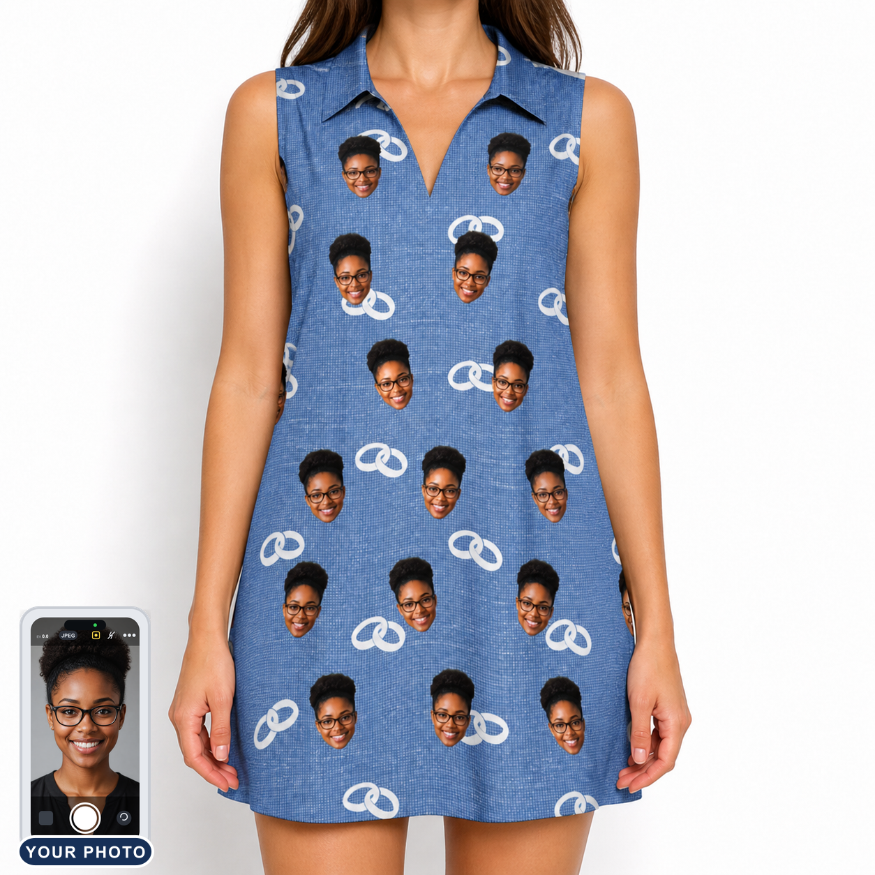 Women's Foreshore Forever Custom Face V-Neck Dress