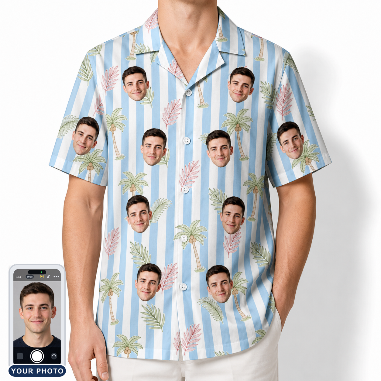 Men's Frond Fandango Custom Face Hawaiian Shirt