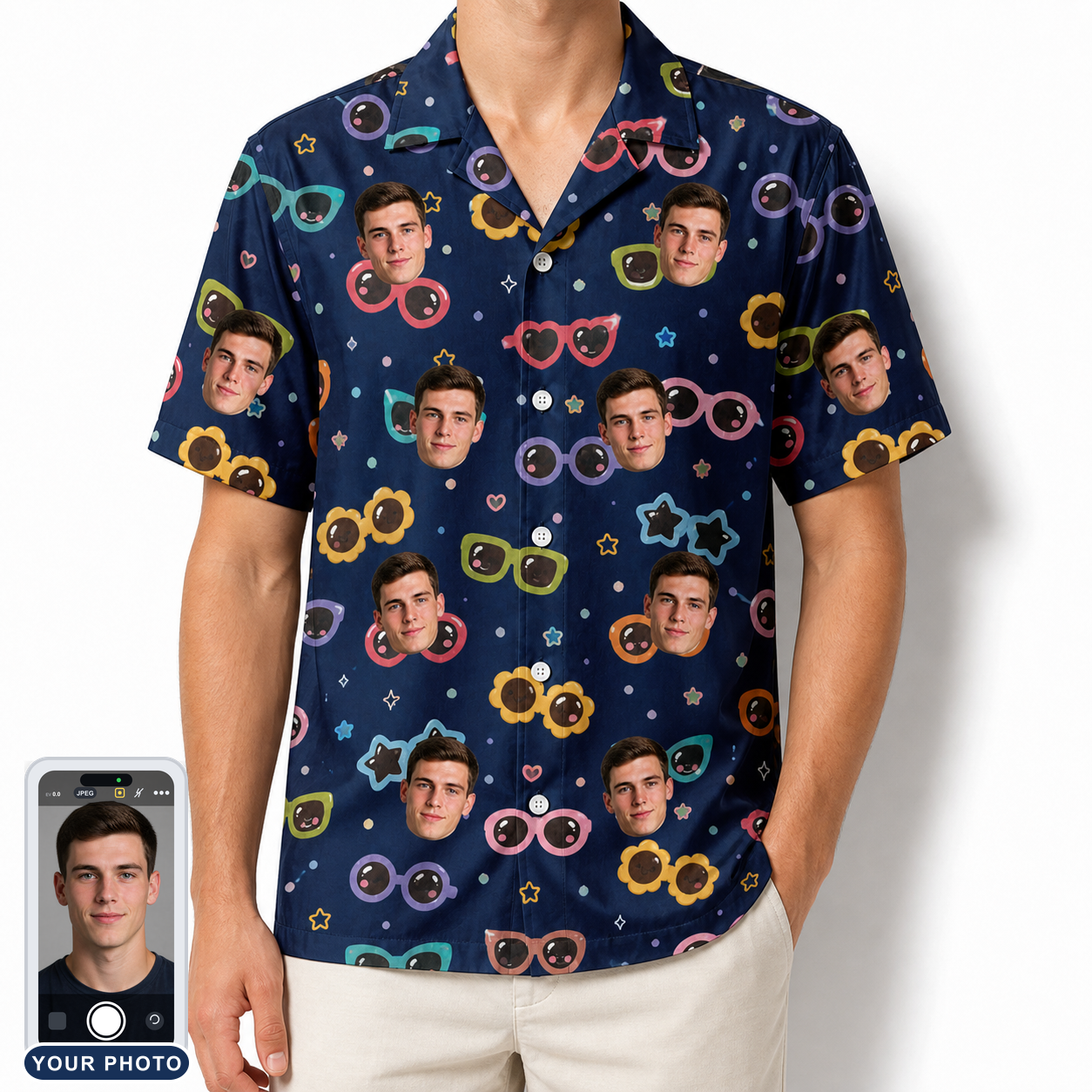 Men's Ray Reunion Custom Face Hawaiian Shirt