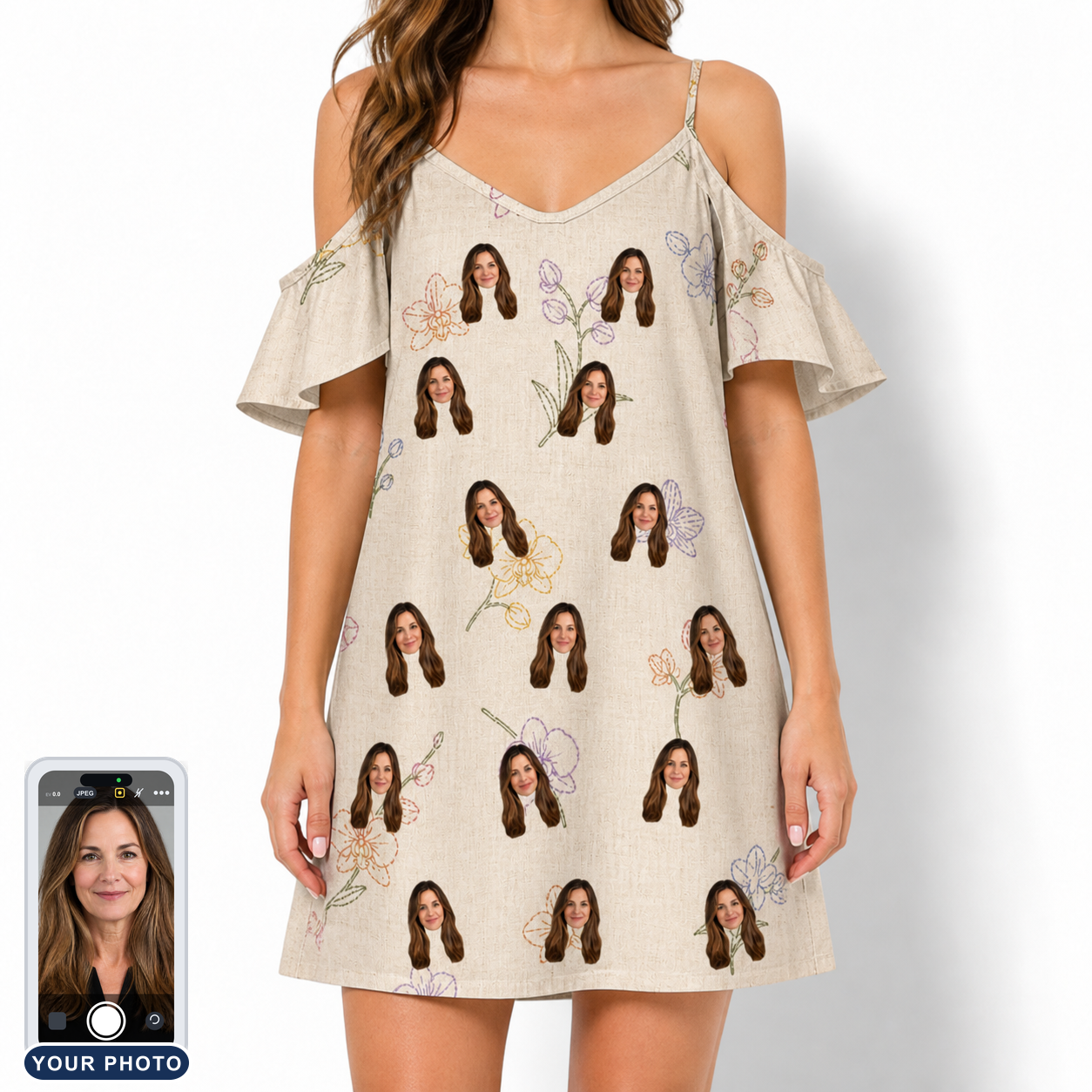 Women's Vanda Vogue Custom Face Off-Shoulder Dress