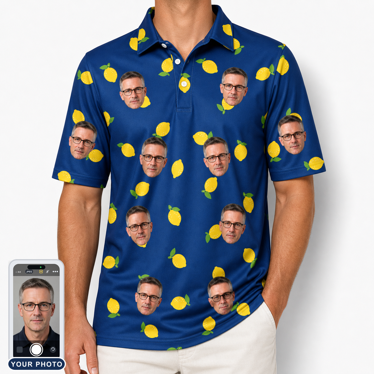 Men's Lemon Lilt Custom Face Polo Shirt