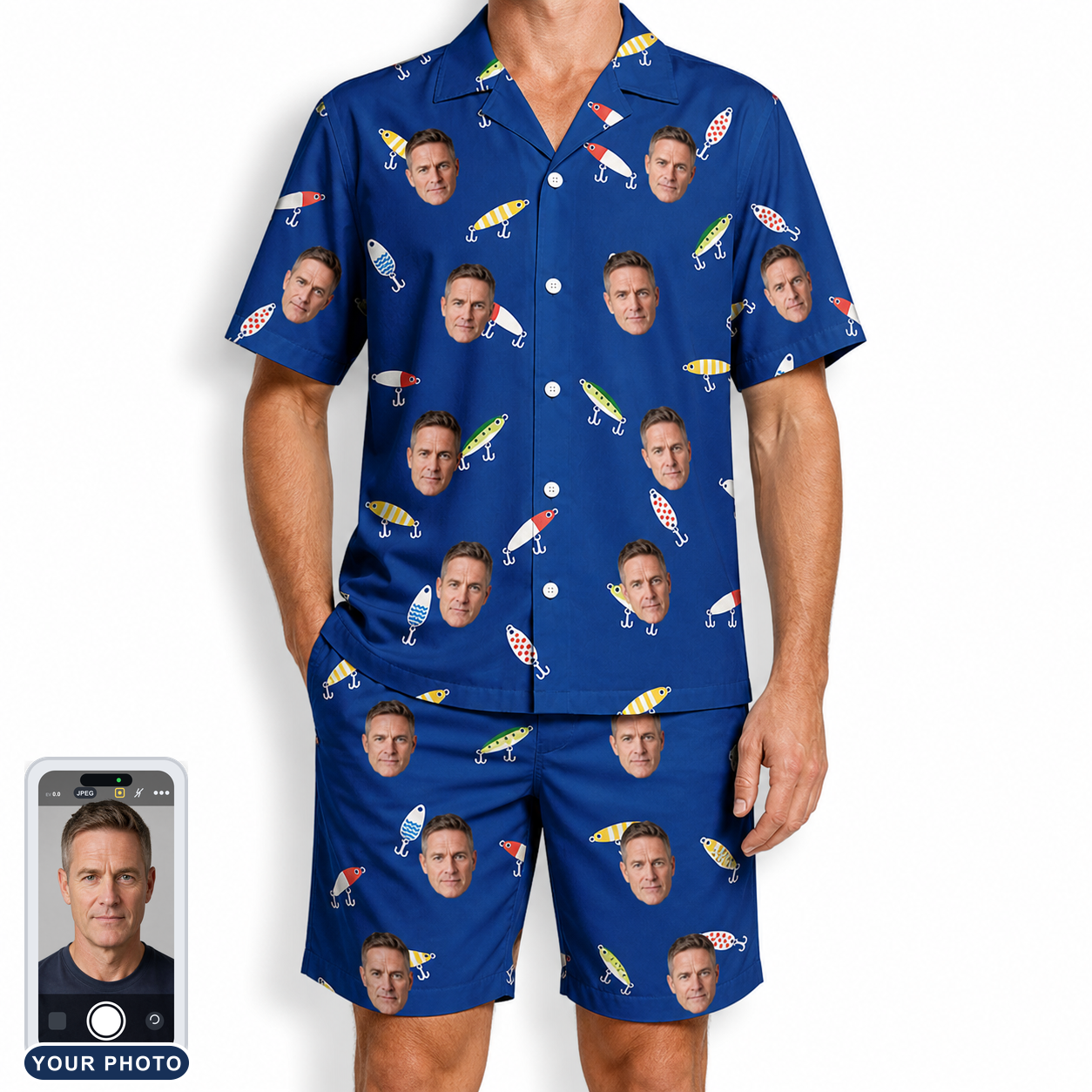 Men's Lure Lore Custom Face Shirt & Shorts Set