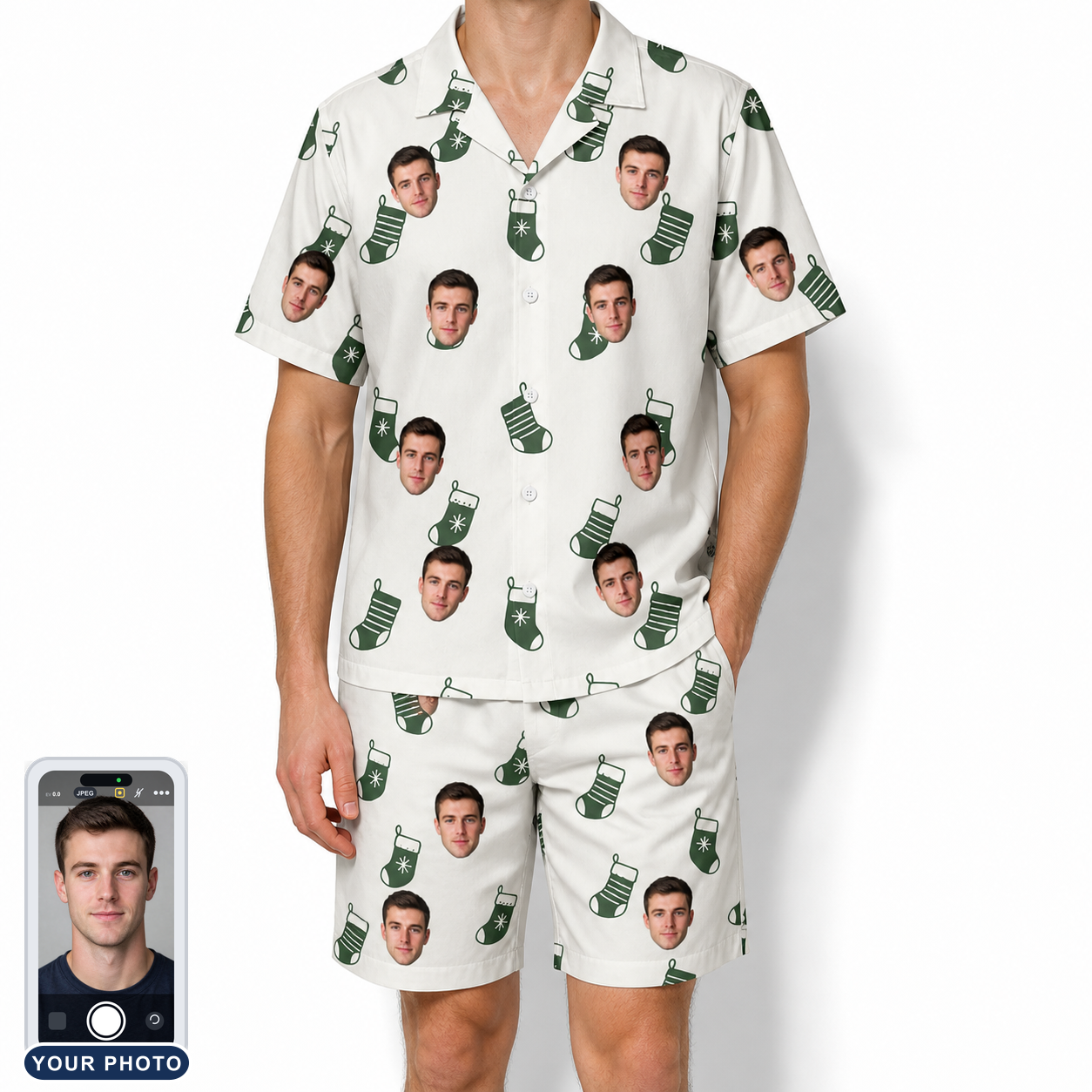 Men's Gifts Afoot Custom Face Shirt & Shorts Set