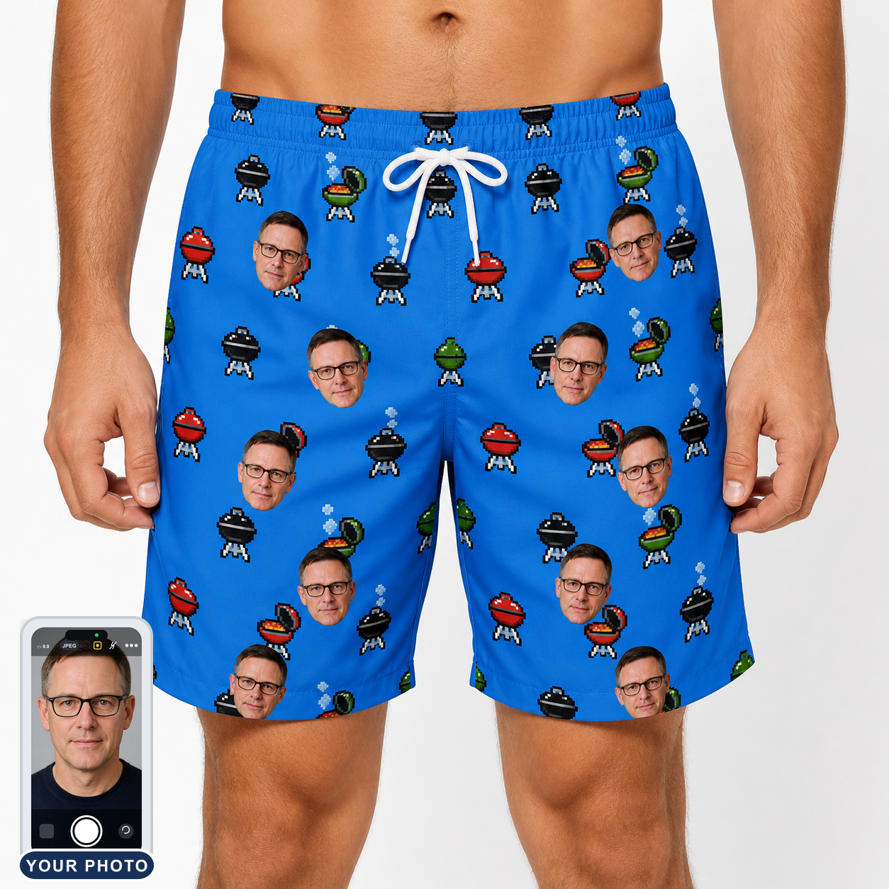 Men's Flame Fame Custom Face Beach Shorts