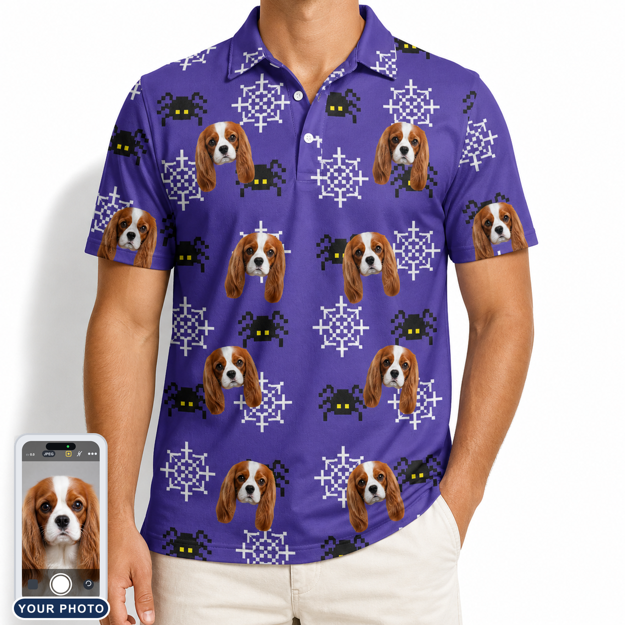 Men's Leggy Lurkers Custom Dog Face Polo Shirt