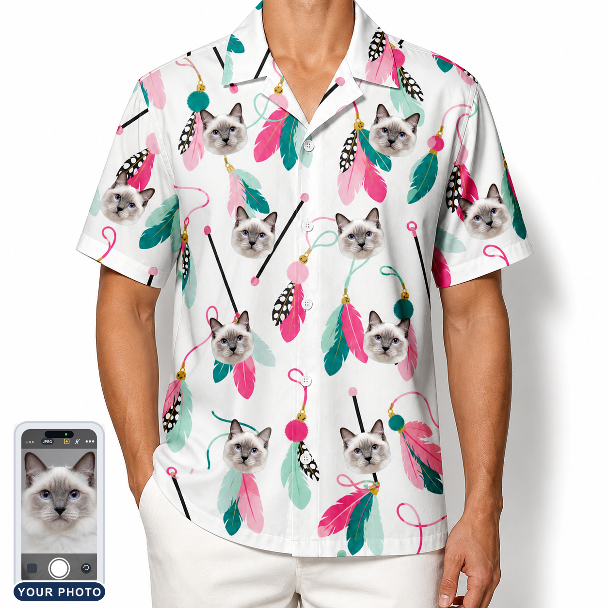 Men's Teaser Tornado Custom Cat Face Hawaiian Shirt