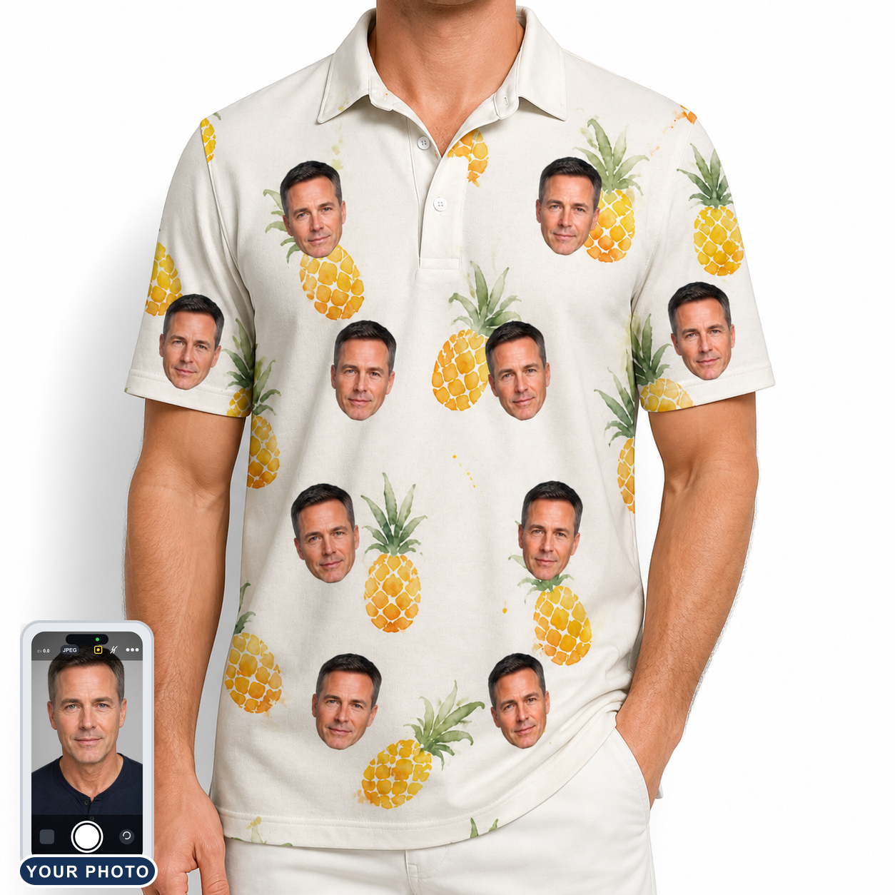 Men's Prickle Picnic Custom Face Polo Shirt