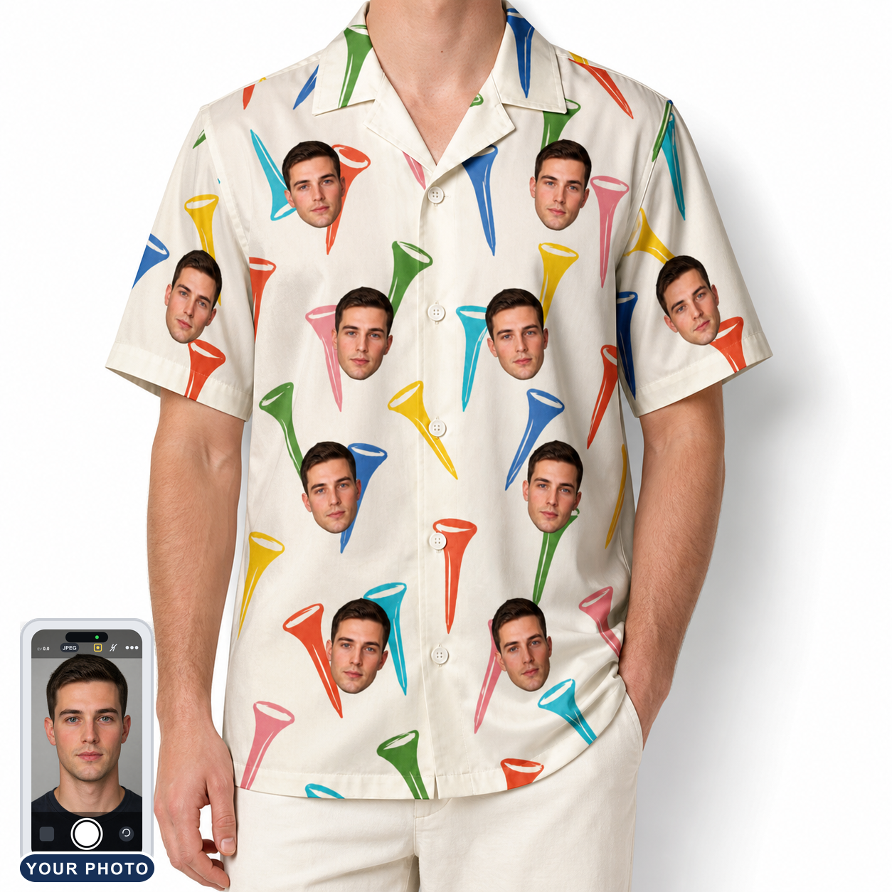 Men's Par Pickets Custom Face Hawaiian Shirt