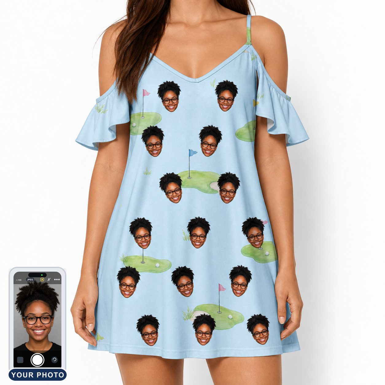Women's Turf Tactics Custom Face Off-Shoulder Dress