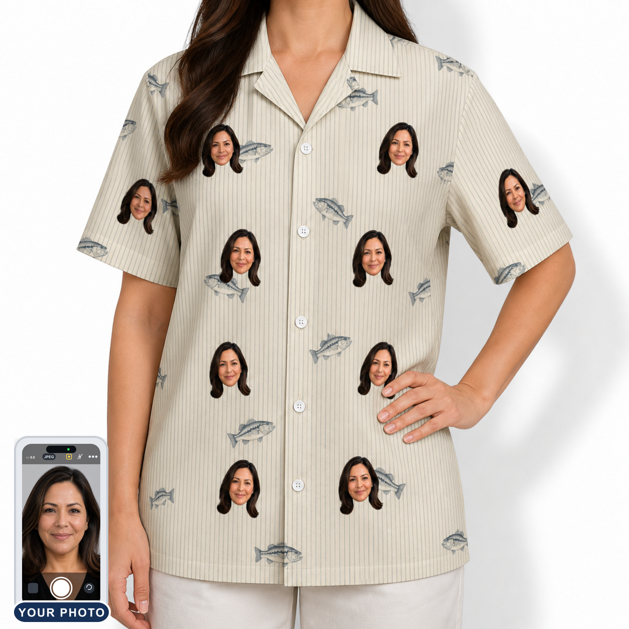 Women's Lunker Lunacy Custom Face Hawaiian Shirt