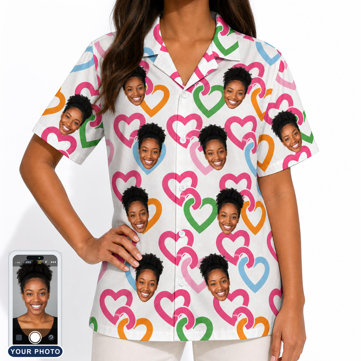 Women's Joined Jetty Custom Face Hawaiian Shirt