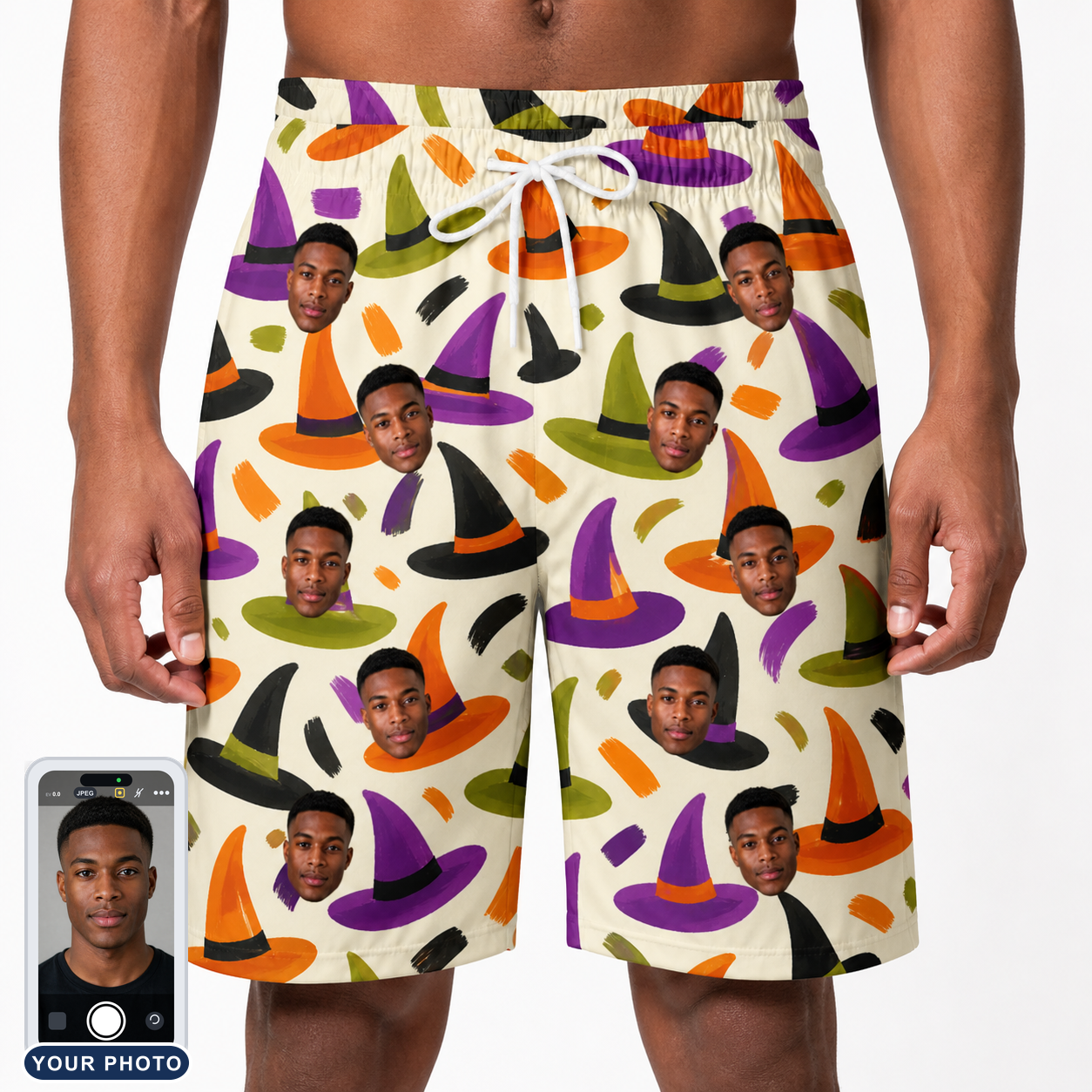 Men's Samhain Silhouettes Custom Face Beach Shorts