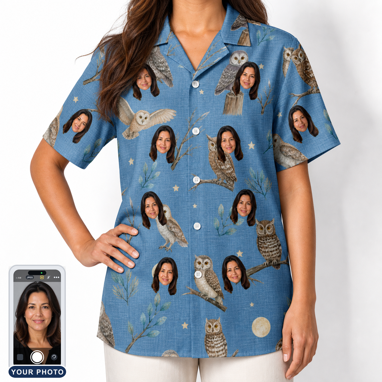 Women's Hoot Hollow Custom Face Hawaiian Shirt